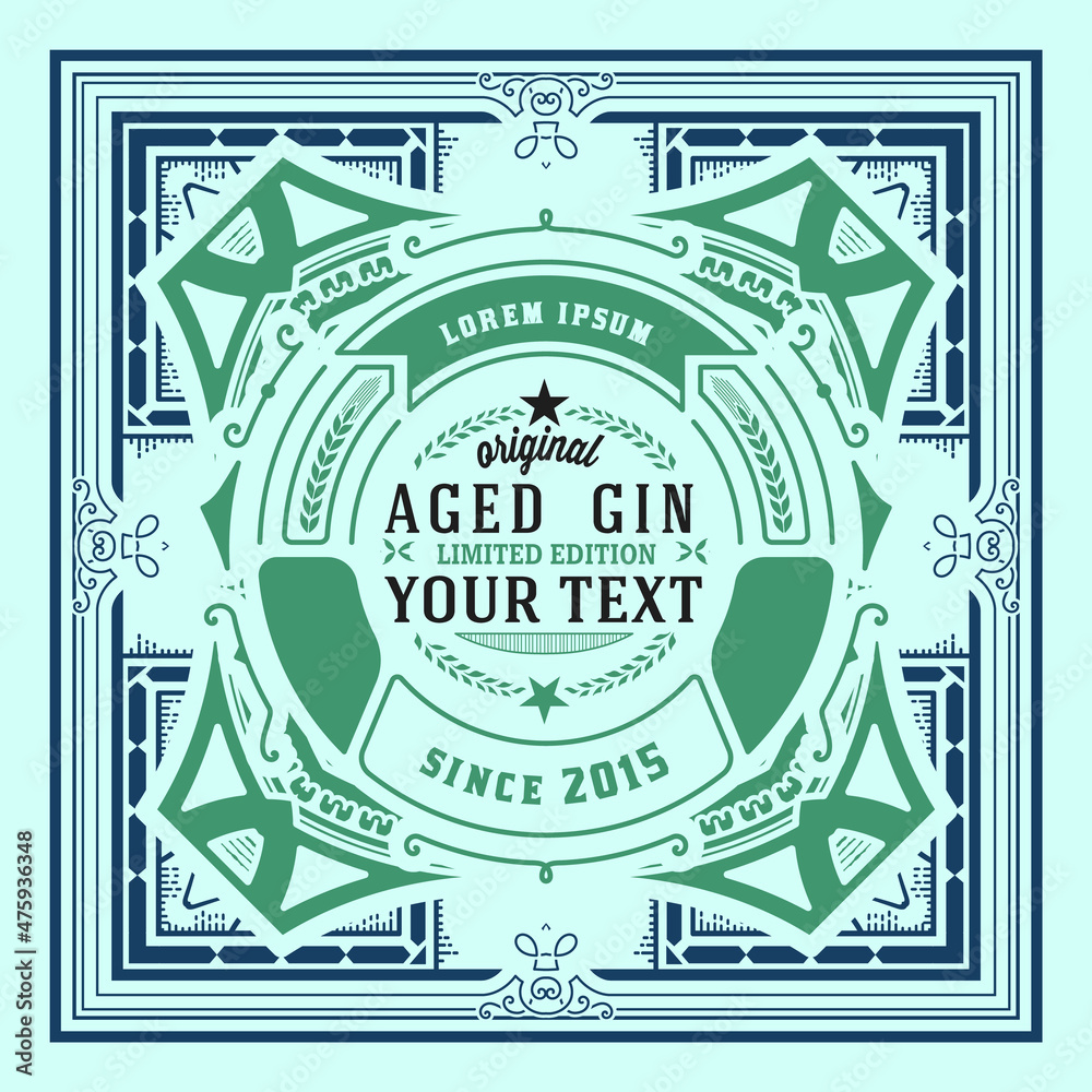 Fototapeta premium Whiskey label with old frames