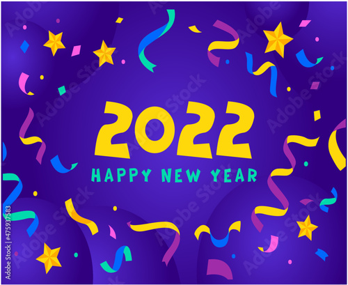 Happy New Year 2022 Design Abstract Holiday Vector Illustration Colorful With Gradient Purple Background