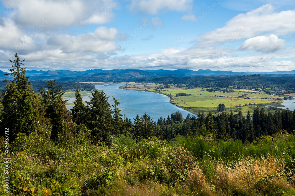 	
Beautiful view at the Lewis and Clarke River from above. Astoria, Oregon, USA
