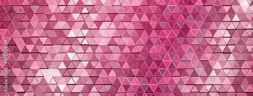 Abstract mosaic background of shiny mirrored triangle tiles in red colors