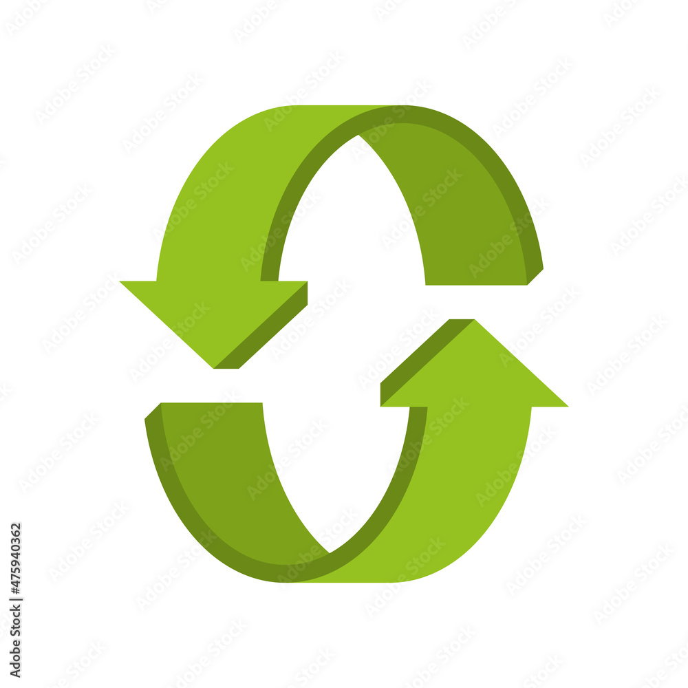 Recycle arrow sign green icon on white background Recycle arrow sign green icon on white background