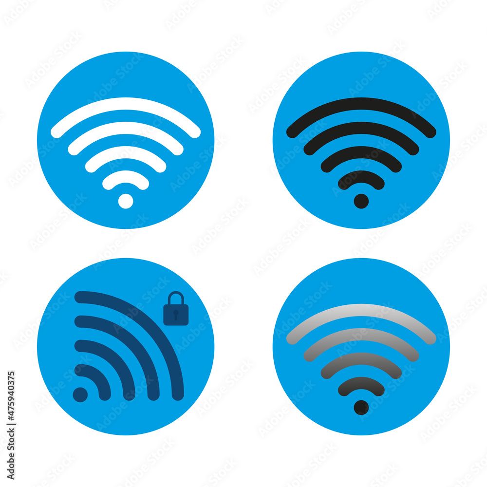 Wireless network symbol set on white background Wireless network symbol set on white background