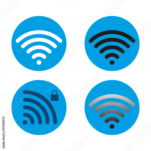 Wireless network symbol set on white background