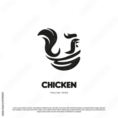 Creative chicken logo design. vector illustration
