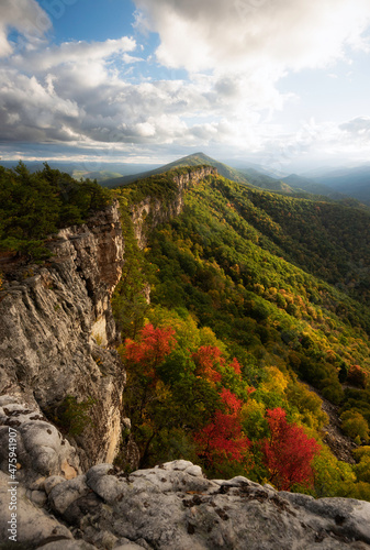 Incredible late afternoon light illuminating some Autumn foliage along the west facing cliff of North Fork Mountain in West Virginia.