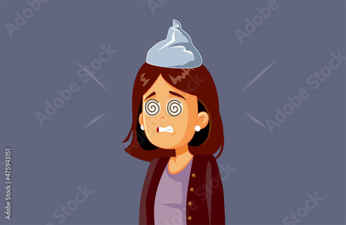 Shocked Woman Believing Conspiracy Theory Vector Cartoon