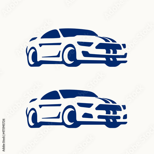 Set of muscle car silhouette logos. Ford Mustang