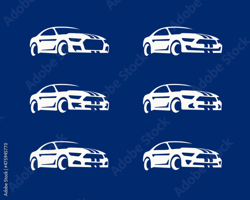 Set of muscle car silhouette logos