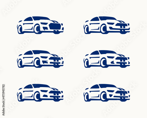 Fotografie, Obraz Set of muscle car silhouette logos