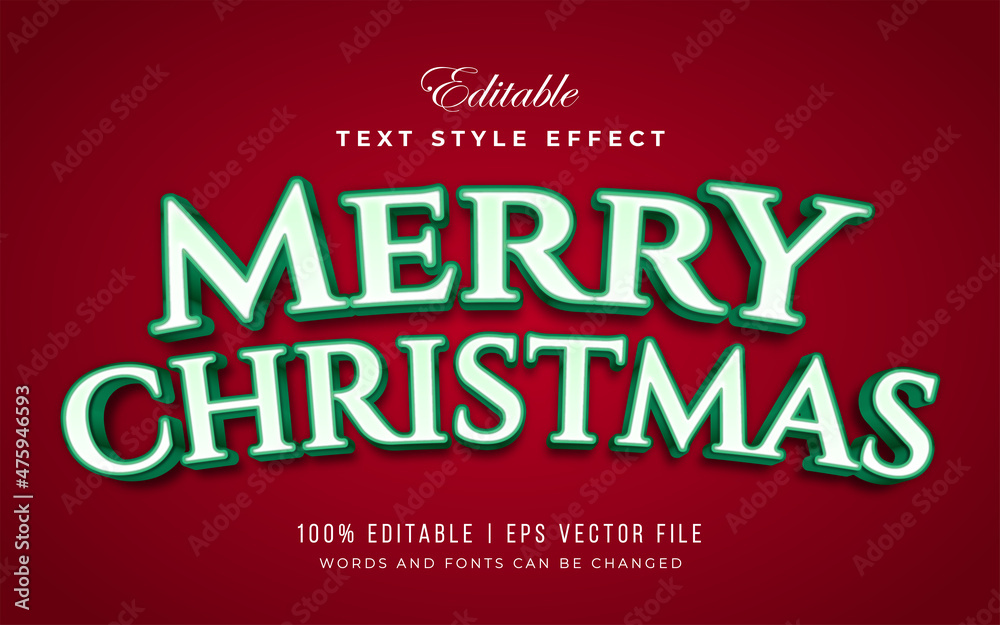 Merry christmas editable 3d text effect