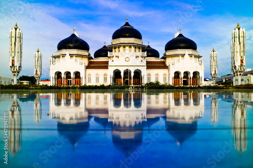 Sticker Morning at Baiturrahman Grand Mosque, Aceh, Indonesia