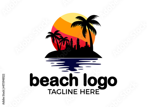 The beach and summer logo designs inspiration. Tropical Beach Travel Logo.