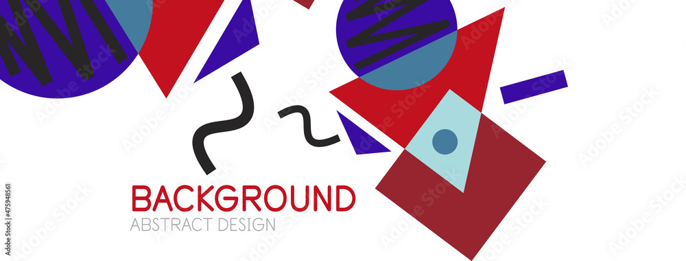 Abstract background. Blocks, lines, triangles, circles composition. Techno or business concept for wallpaper, banner, background, landing page