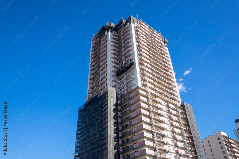 高層マンションの大規模修繕外壁養生