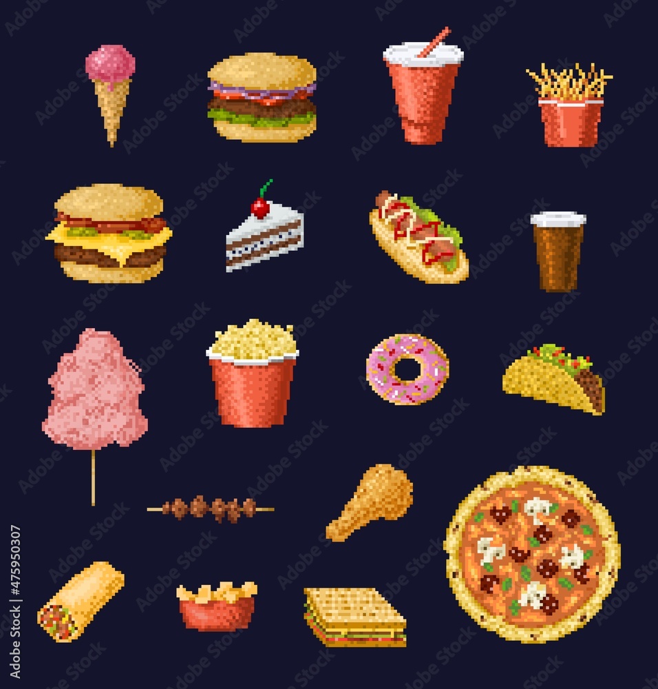 Ice Cream Pixel Art 8 Bit Icecream Vector Illustration Stock