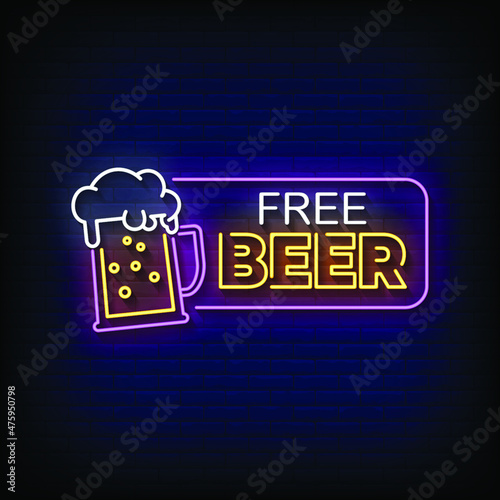 Fotografie Free Beer Neon Signs Style Text Vector