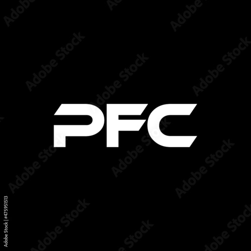 PFC letter logo design with black background in illustrator, vector logo modern alphabet font overlap style. calligraphy designs for logo, Poster, Invitation, etc.