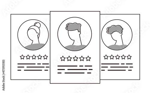 Vector illustration of 5 star review.