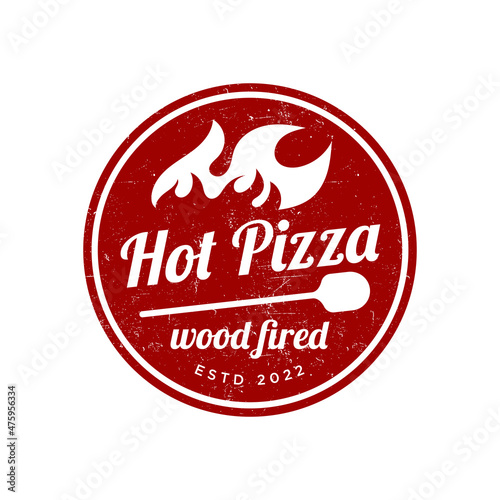 Vintage retro pizza logo and typography template