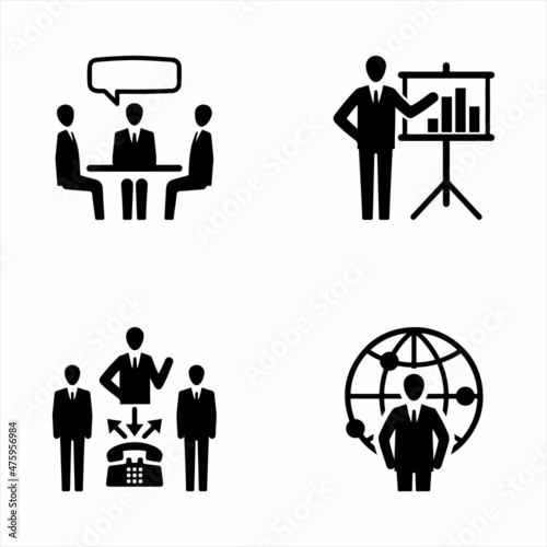Business and Management Black Icon Set 2