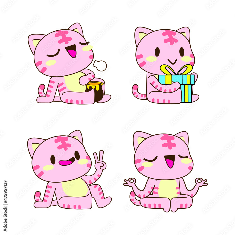 cute little cat vector set illustration