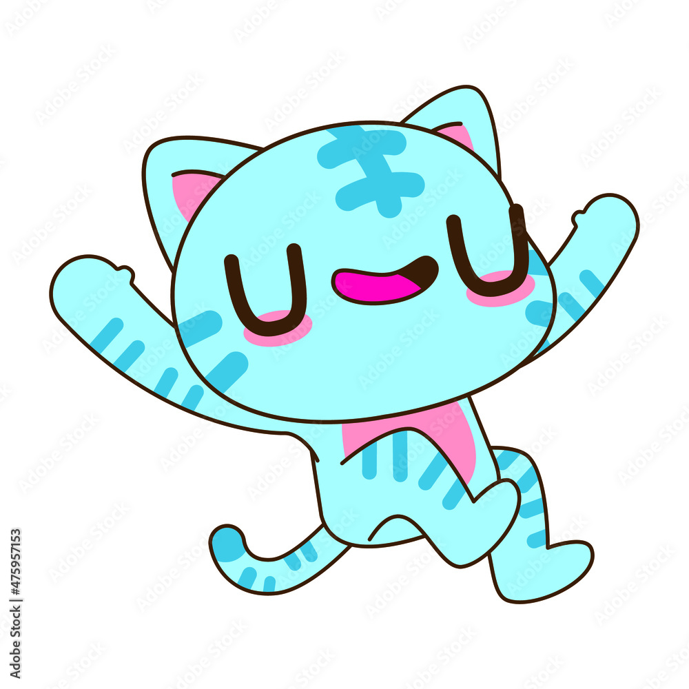 Obraz premium cute little cat vector set illustration