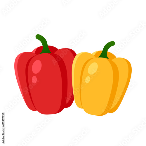 Fotografia red and yellow bell pepper vector logo icon capsicum illustration flat clipart