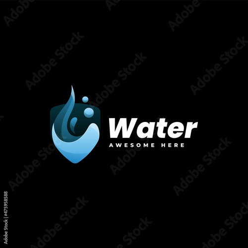 Vector Logo Illustration Water Gradient Colorful Style.