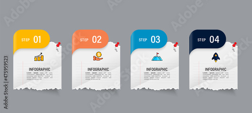 Business Infographic with note paper design vector.