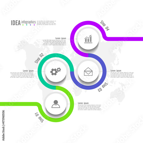 Idea business infographic abstract background template circle colorful with 4 step