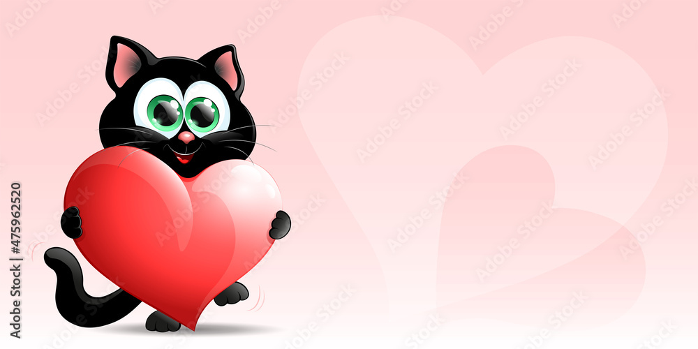 Black Cat with big Heart