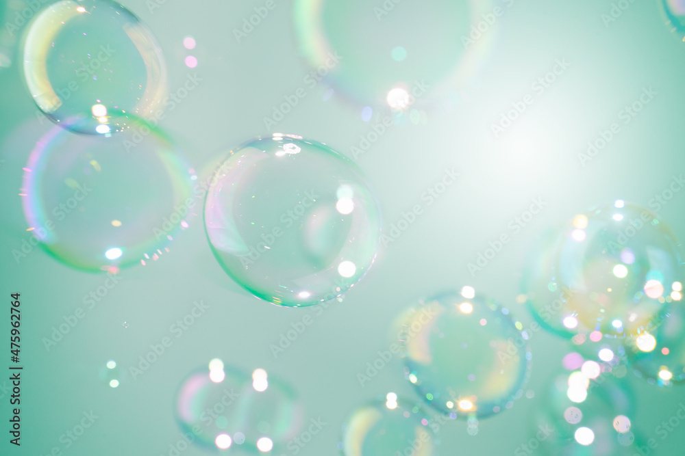 Beautiful Transparent Green Soap Bubbles Background Beautiful Transparent Green Soap Bubbles Background