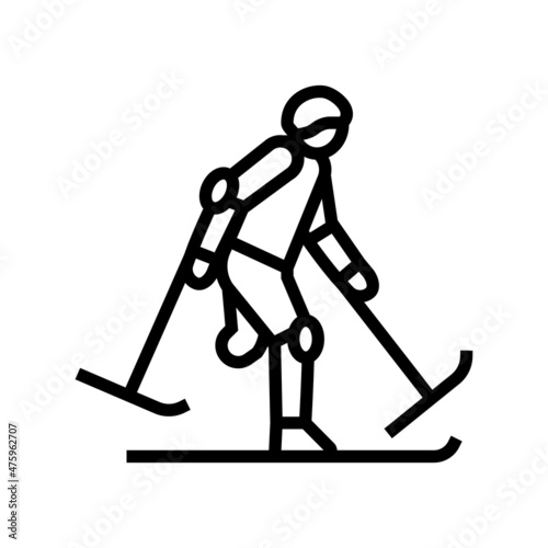 skiing handicapped athlete line icon vector. skiing handicapped athlete sign. isolated contour symbol black illustration