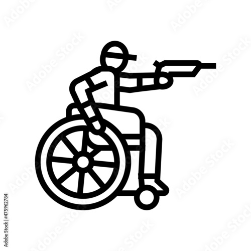 shooting handicapped athlete line icon vector. shooting handicapped athlete sign. isolated contour symbol black illustration