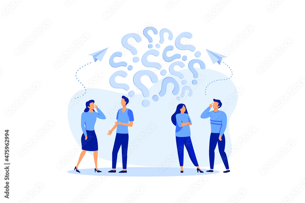 people frequently asked questions around question marks, answer to question metaphor vector flat modern design illustration people frequently asked questions around question marks, answer to question metaphor vector flat modern design illustration