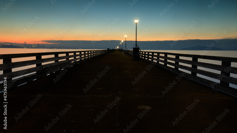 The ruined Berkeley Pier in the blue hour. It was closed in 2015 after it was deemed unsafe.