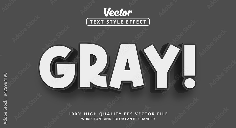 Editable text effect, Gray text on gray color style