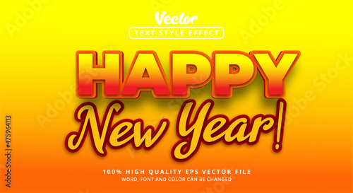 Wallpaper Mural Editable text effect, Happy New Year text on yellow and red color style Torontodigital.ca