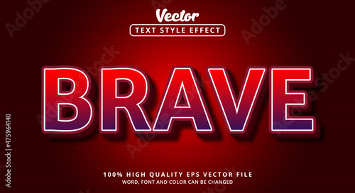 Editable text effect, Brave text on red color style
