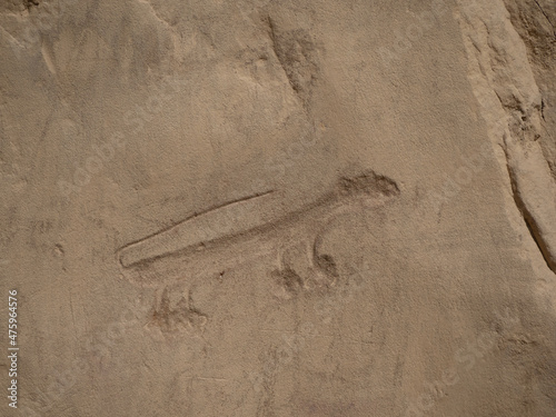 Engraving of Animal by Ancient Puebloan at Chaco Culture National Historic Park in New Mexico photo