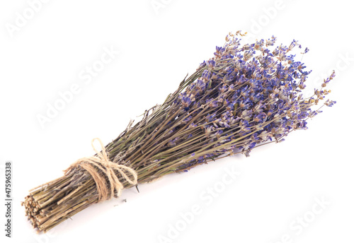 bunch of dried lavender isolated on white background