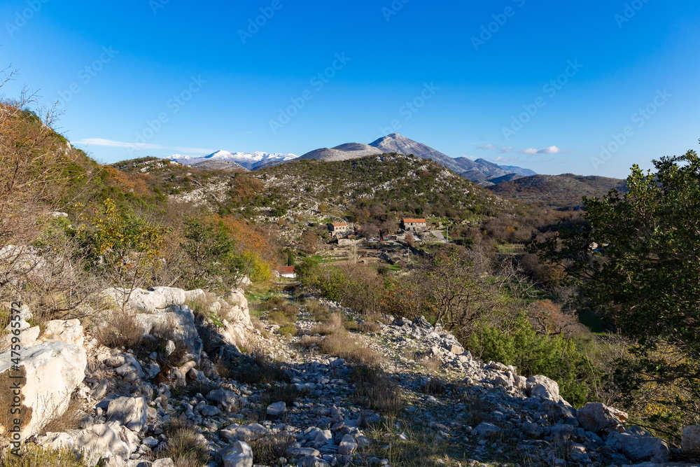 Sunny winter day in mountains. Balkanian mountains. Croatia.