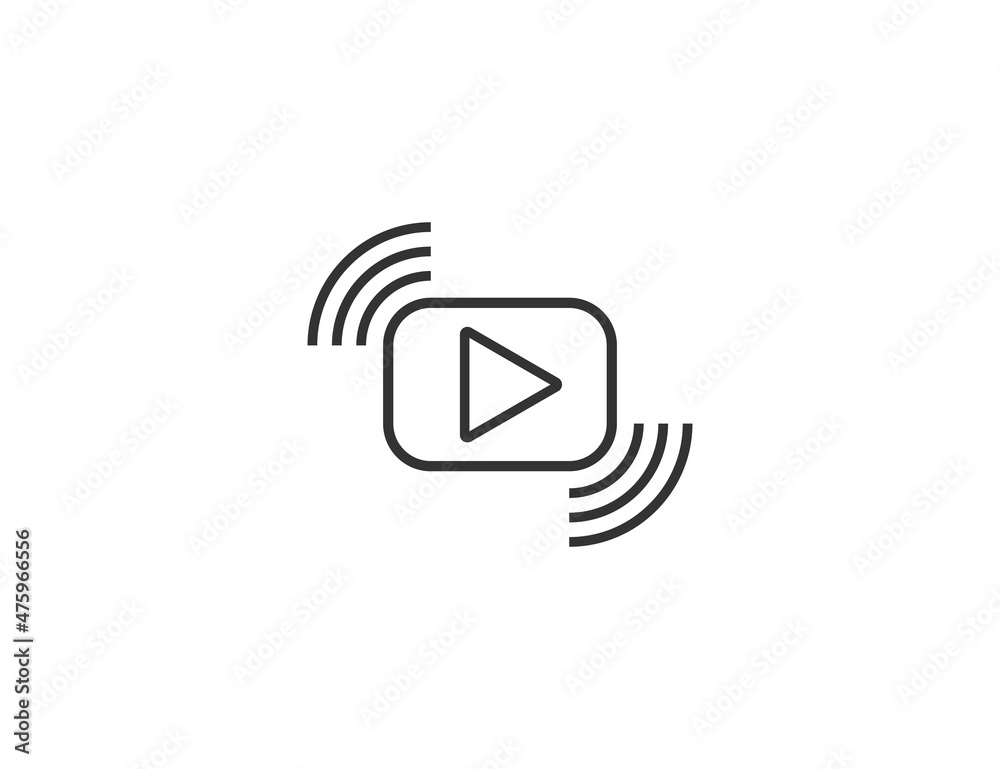 Naklejka premium Video streaming, outline icon. Vector illustration.