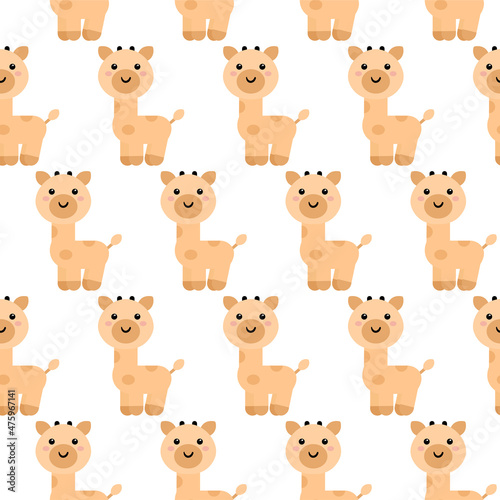 Cute giraffe Pattern. Cartoon animal background for kids, textile, pattern fabric, wallpaper.