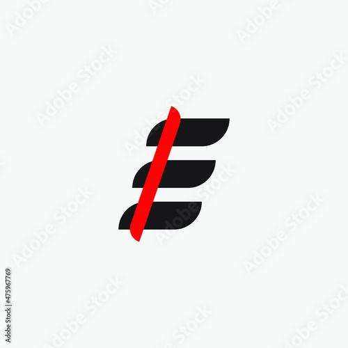 Initial letter E with red line elegant. Simple logo for sport apparel  clothing  game club.