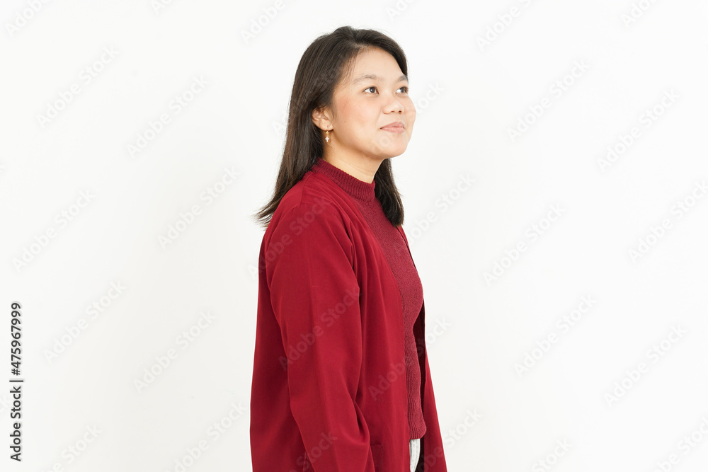 Beautiful Asian Woman Wearing Red Shirt Isolated On White Background Beautiful Asian Woman Wearing Red Shirt Isolated On White Background