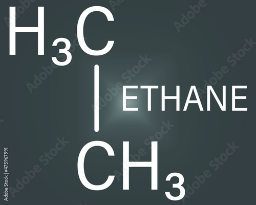 Ethane natural gas component molecule. Skeletal formula. photo