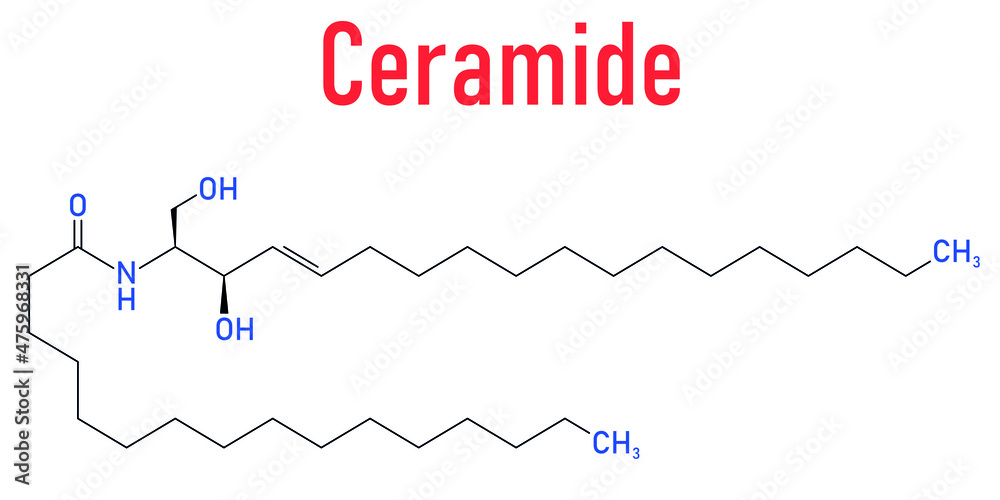 Ceramide cell membrane lipid molecule. Skeletal formula.
