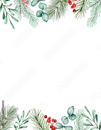 Watercolor Christmas floral frame © SvetaArt