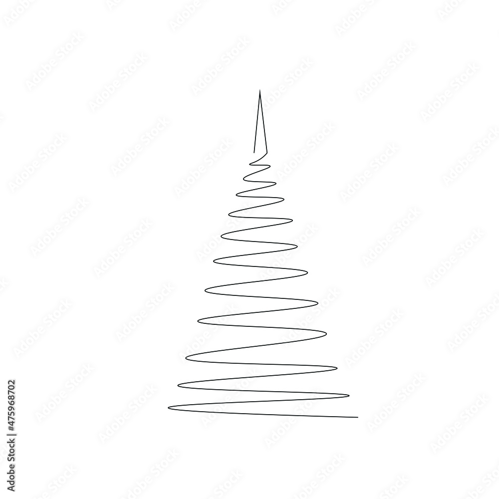 Christmas tree silhouette line draw vector illustration Christmas tree silhouette line draw vector illustration